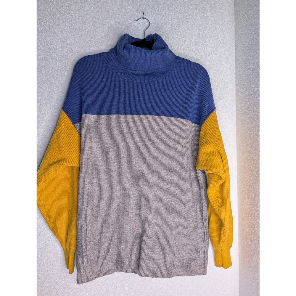 Free People Chunky Knit Sweater Ribbed Colorful Oversized XS Colorblock